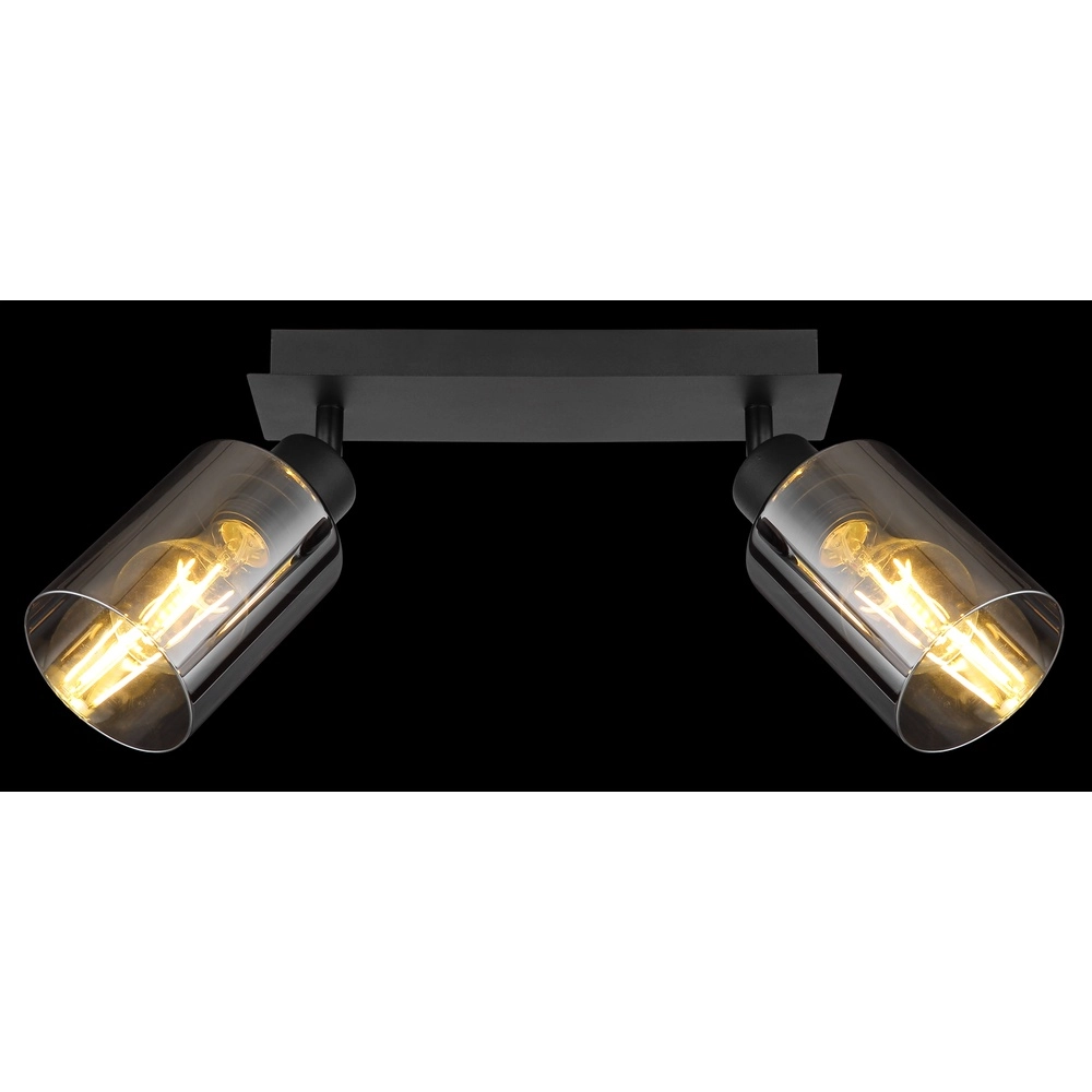 Deckenlampe Hadera 2-Licht Schwarz mit Rauchglas Globo 9007371440214