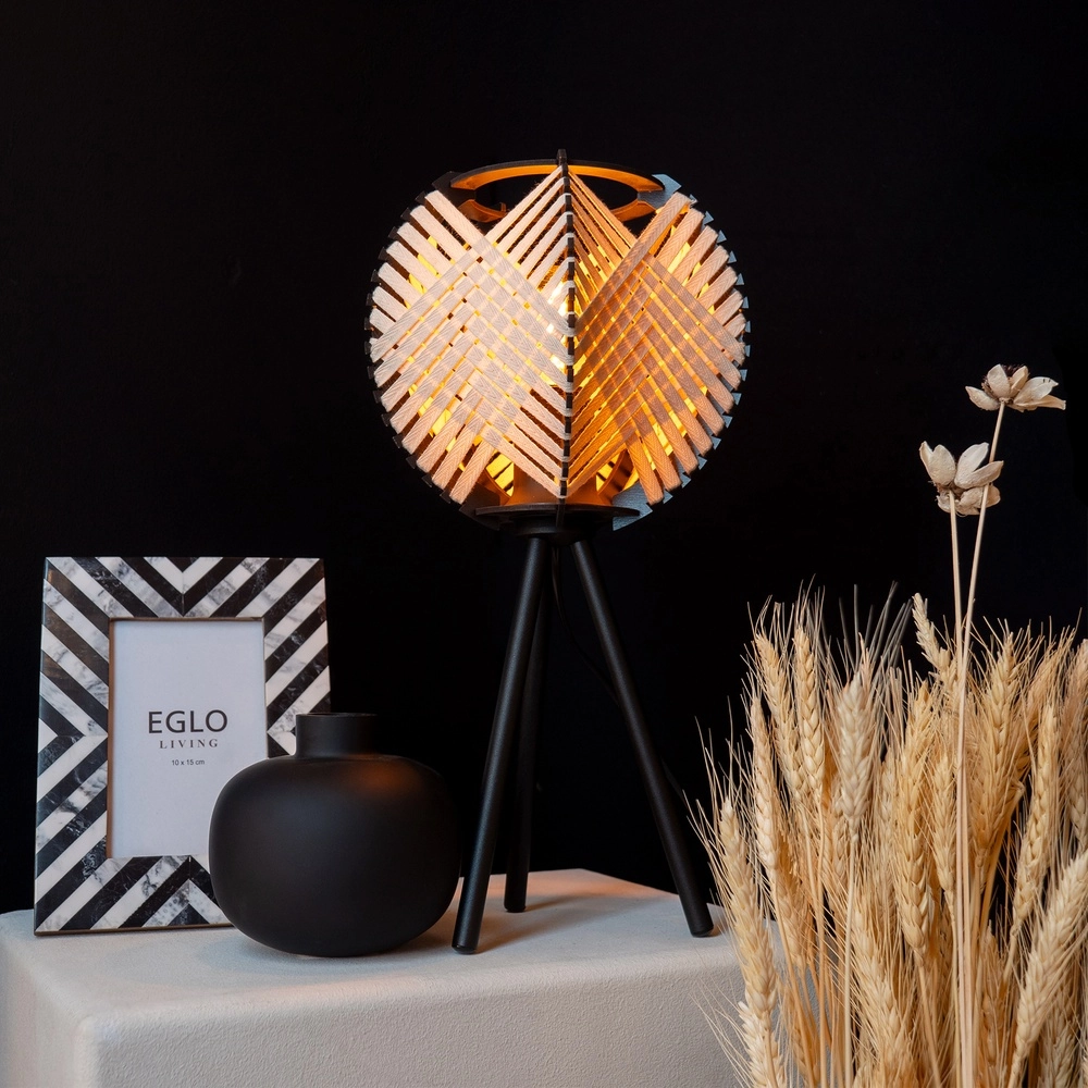 Tischlampe Waverton Schwarz mit cremefarbenem Textil Eglo 9002759440084