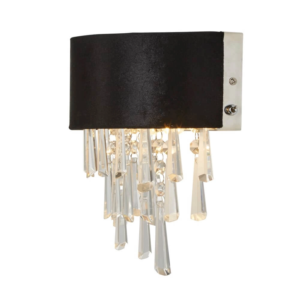 Wandlampe Glamour Schwarz mit Chrom Searchlight 5053423244129