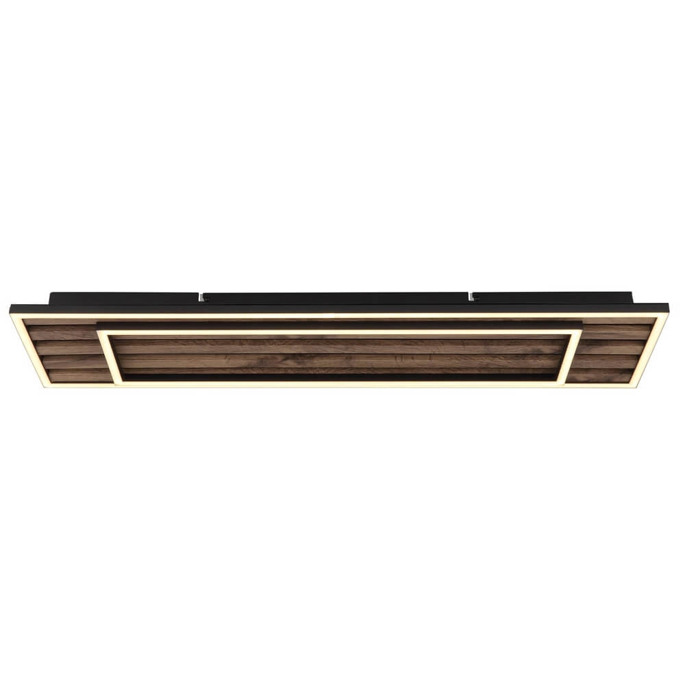 Deckenlampe Woody schwarz mit Holzrechteck Globo 9007371513574