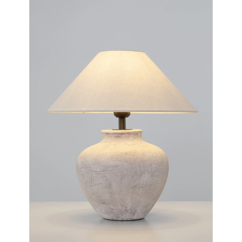Tischlampe Lupe beige Keramik