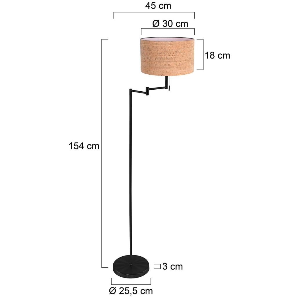 Schwarze Stehlampe Bella mit Korkkappe Ø30 cm Steinhauer 8712746180657