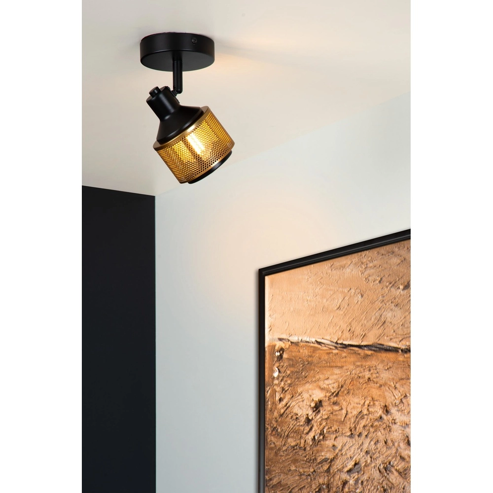Deckenlampe Rafa Schwarz mit Kupfer Lucide 5411212771285