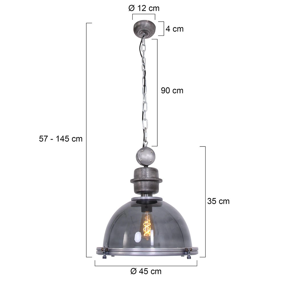Pendelleuchte Bikkel Metallgrau mit Rauchglas Steinhauer 8712746116700
