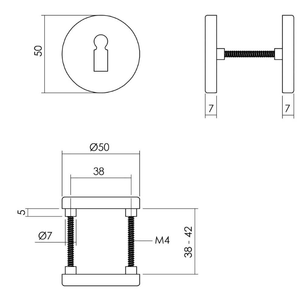 Set mit 2 Schlüsselrosetten Tira Rundes schwarzes Aluminium Intersteel 8714186653937