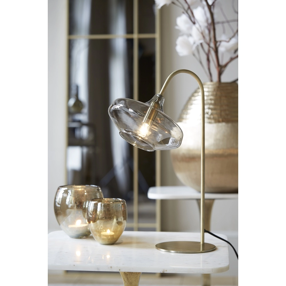 Glas-Schreibtischlampe Solna Messingmatte Light & Living 8717807686628