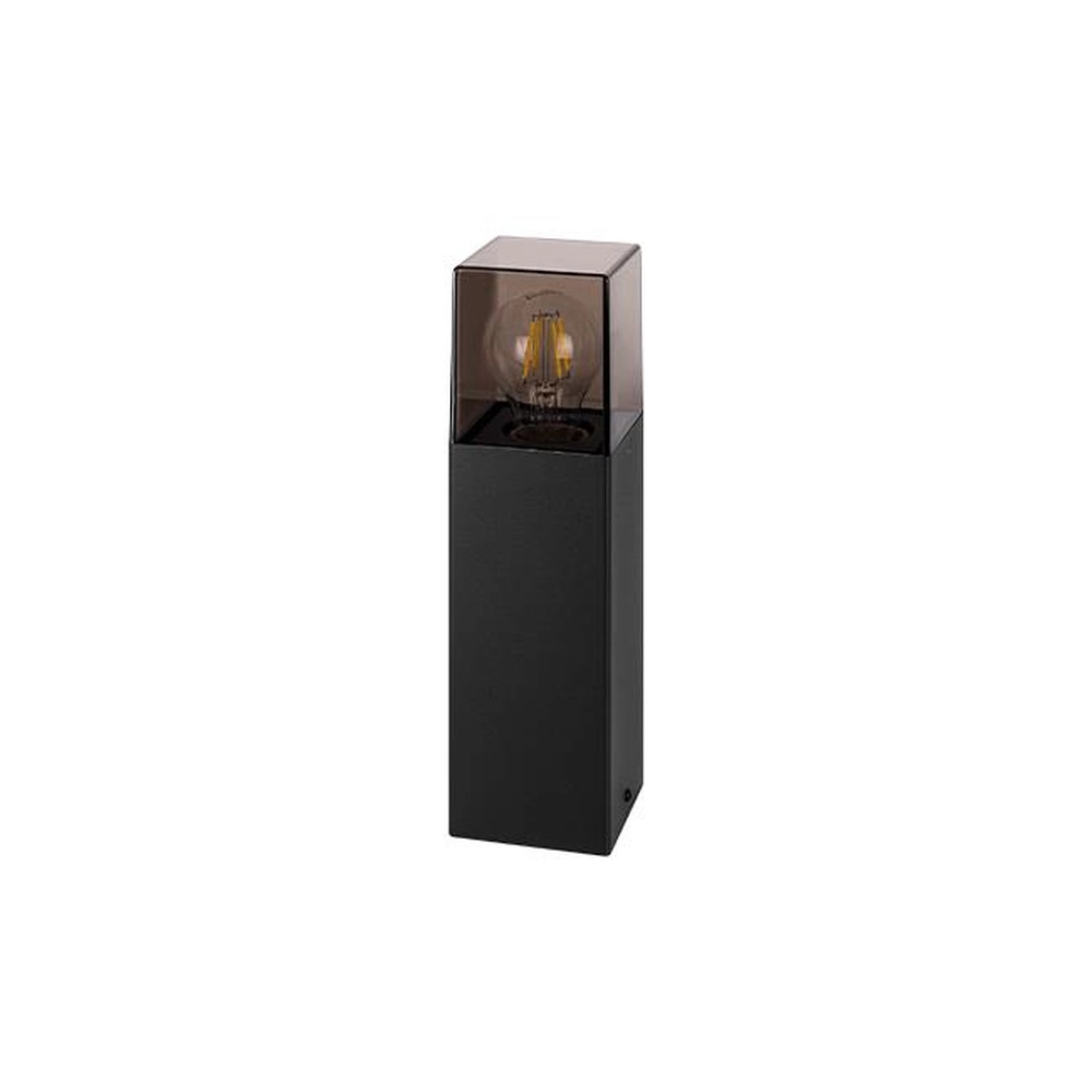 Moderne Gartenlampe Denver Schwarz mit Rauchglas 30 cm Lyora 5904703019589