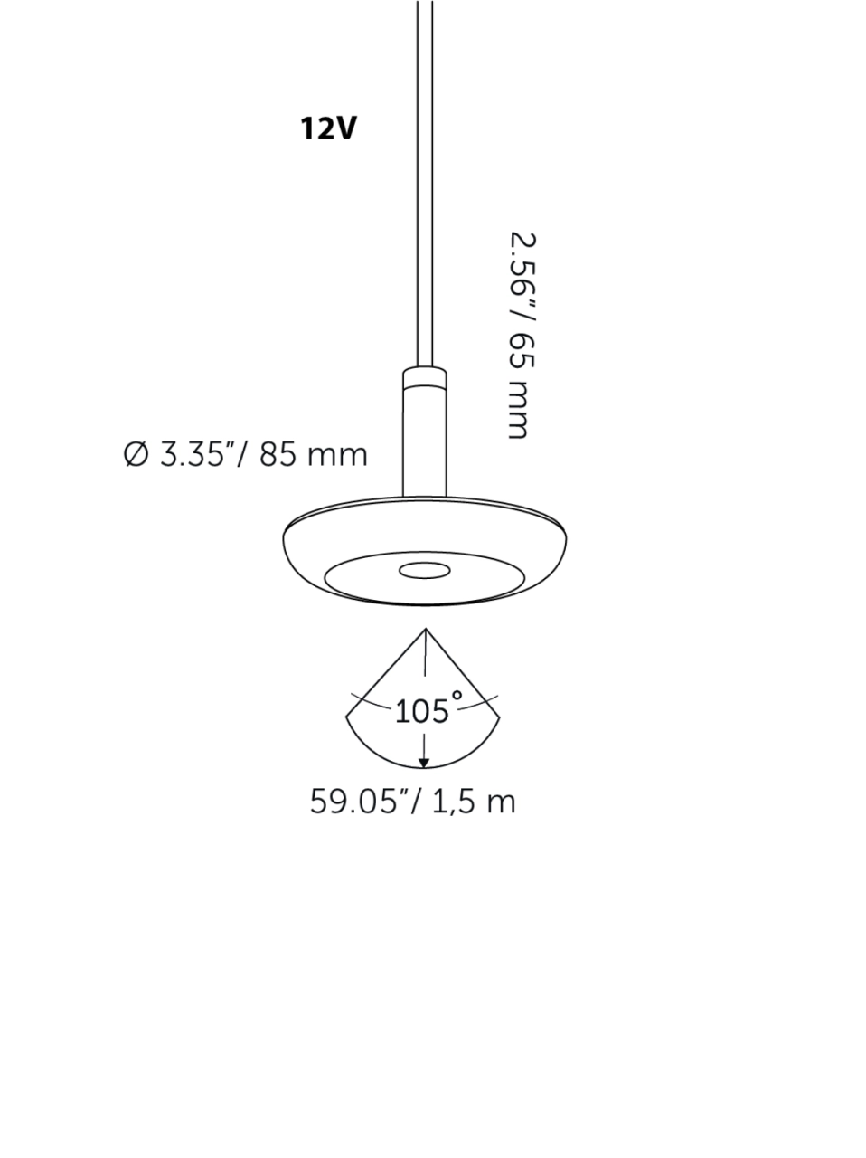 Hängelampe Sway Pendant 12 volt Schwarz In-lite 8717051005657