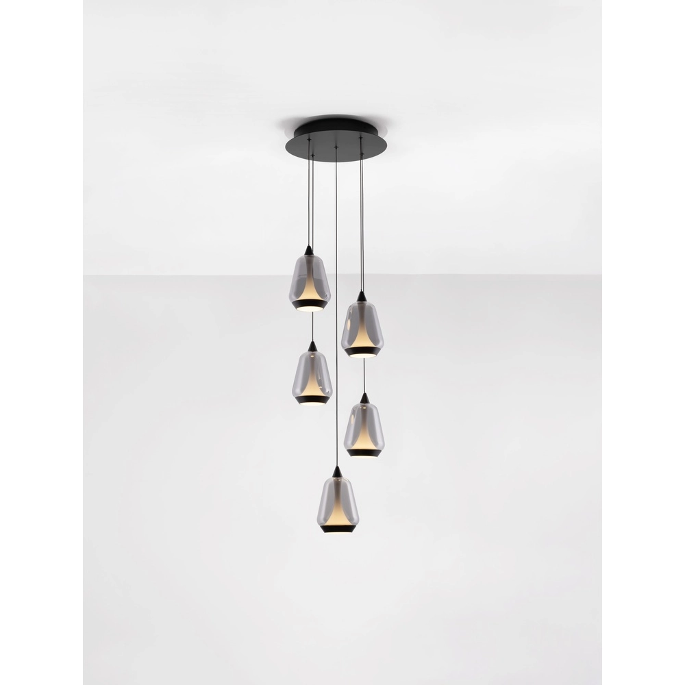 Design-Pendelleuchte Alish 5-flammiges Rauchglas Lyora 5212017477729