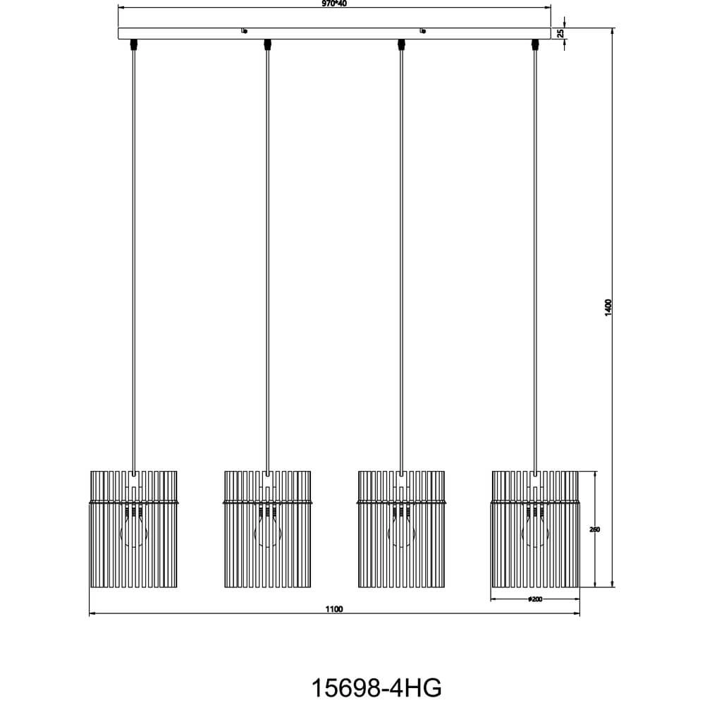 Schwarze Pendelleuchte Gorley mit grünem Glas 4-flammig Globo 9007371465989