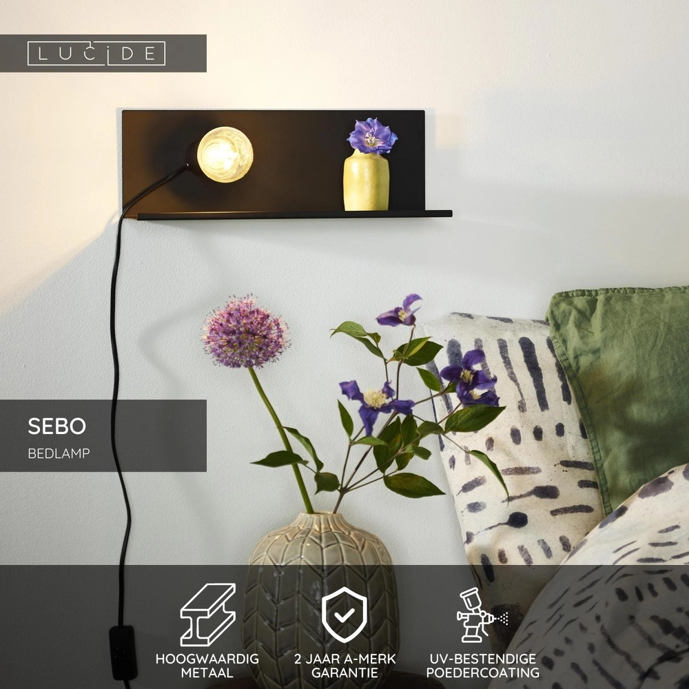 Nachttischlampe Sebo Schwarz Lucide 5411212061287