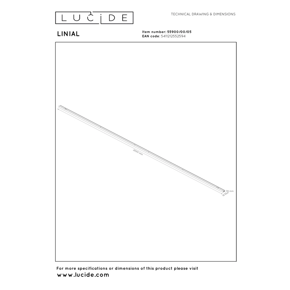 2-Meter-Schiene einphasig Linial Champagner Premium by Lucide 5411212552594