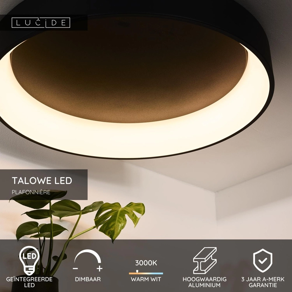 Deckenlicht Talowe Led Ø 80 cm schwarz Lucide 5411212460660