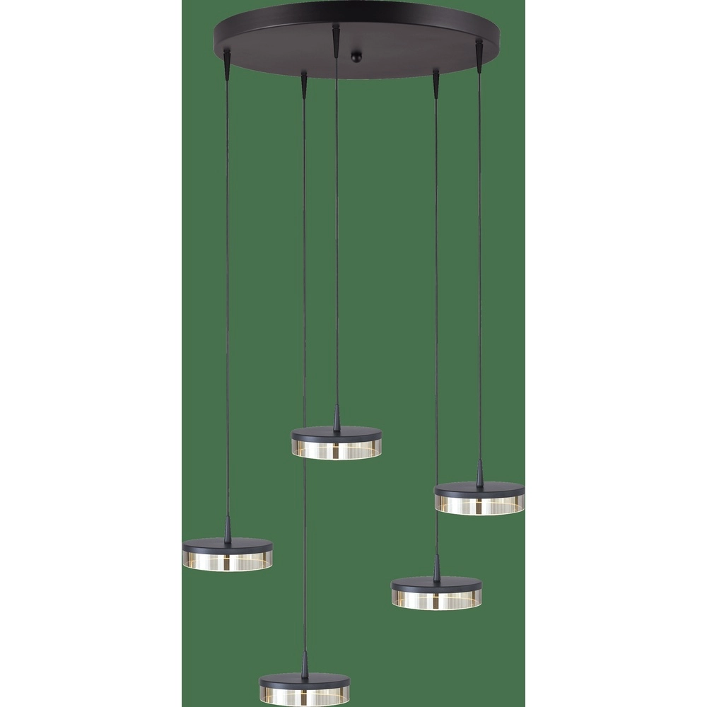 5-Licht Pendellampe Imperia Ø 50 cm schwarzer Nickel