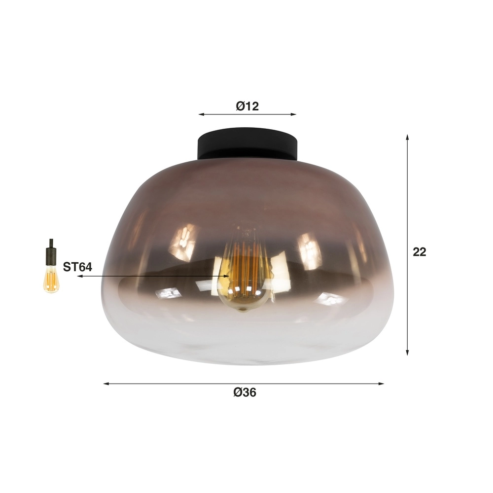 Glasdeckenlampe Pulse Ø 36cm – Kupferglas Lyora 8716803512054