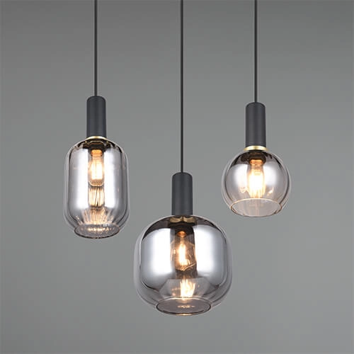 Hängelampe für das Esszimmer Diva 3-flammig – Rauchglas Trio 4017807614565