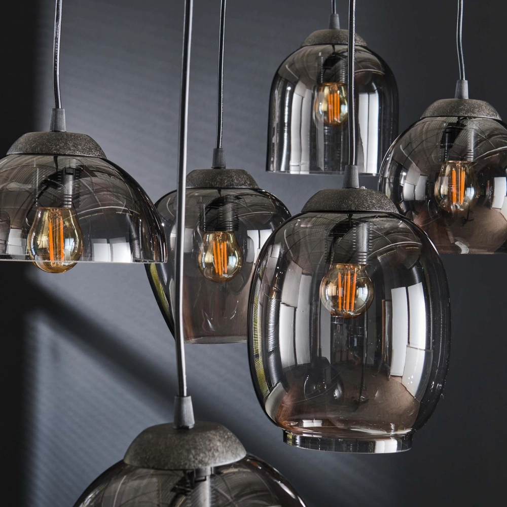 Esstisch-Pendellampe Mix 5x E27 - Ø 43cm - Rauchglas Lyora 8716803512290