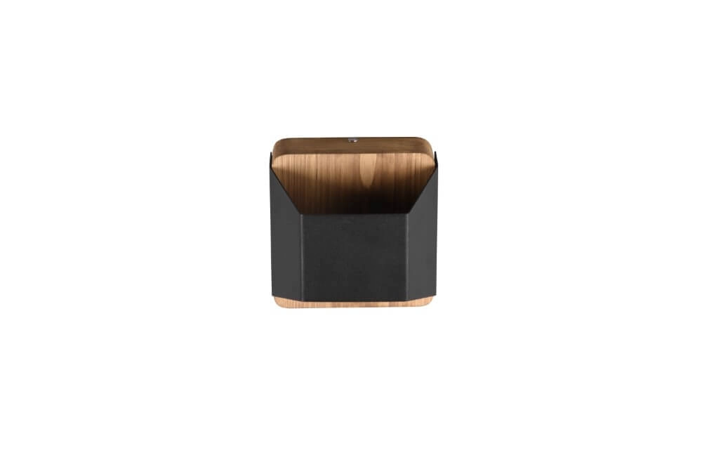 Wandlampe Arino 12cm schwarz mit Holzbraun Trio 4017807502756