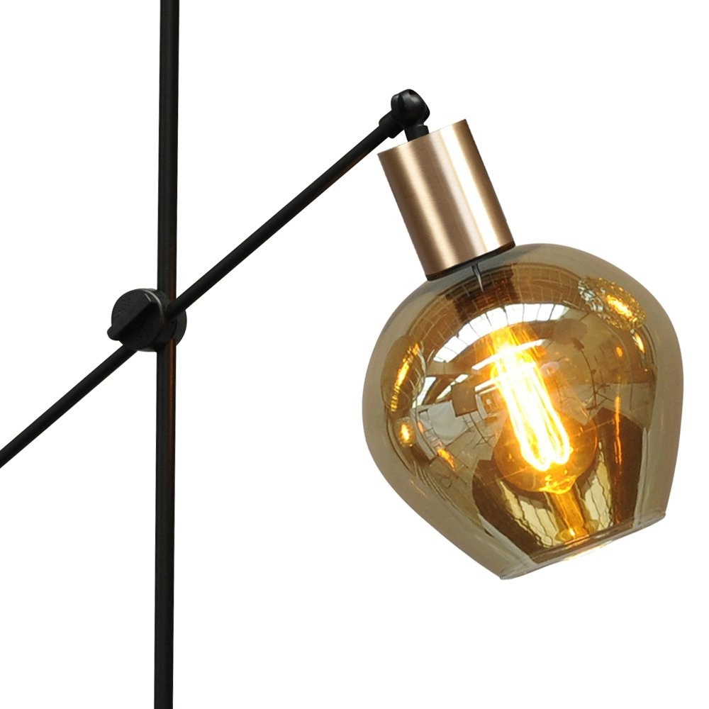 Schwarze Stehlampe Bounty verstellbar mit rundem Glas Masterlight 8718121246802