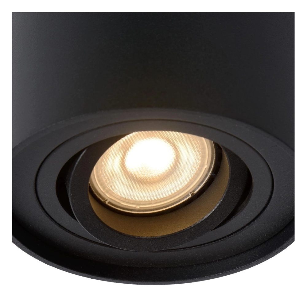 Oberflächenmontierter Deckenspot Tube schwarz Ø 9,6 cm Lucide 5411212221278