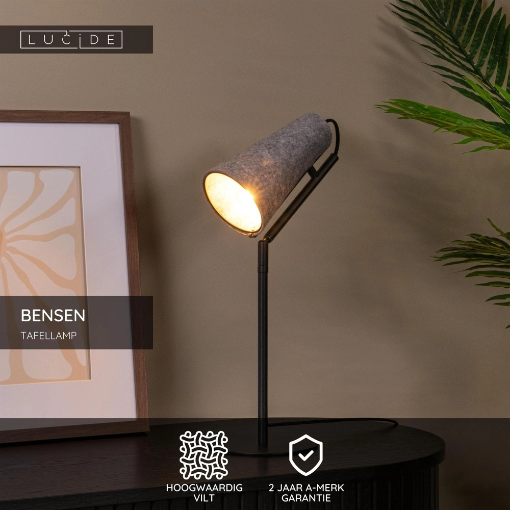 Einzigartige Tischlampe Bensen Grau Lucide 5411212051639