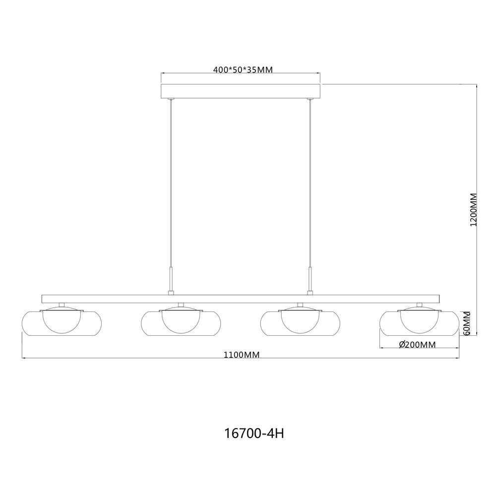 Design-Pendellampe Carlene 4-Licht Schwarz Globo 9007371569182