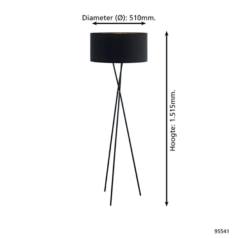 Stehlampe Fondachelli Stativ schwarz mit gold Eglo 9002759955410