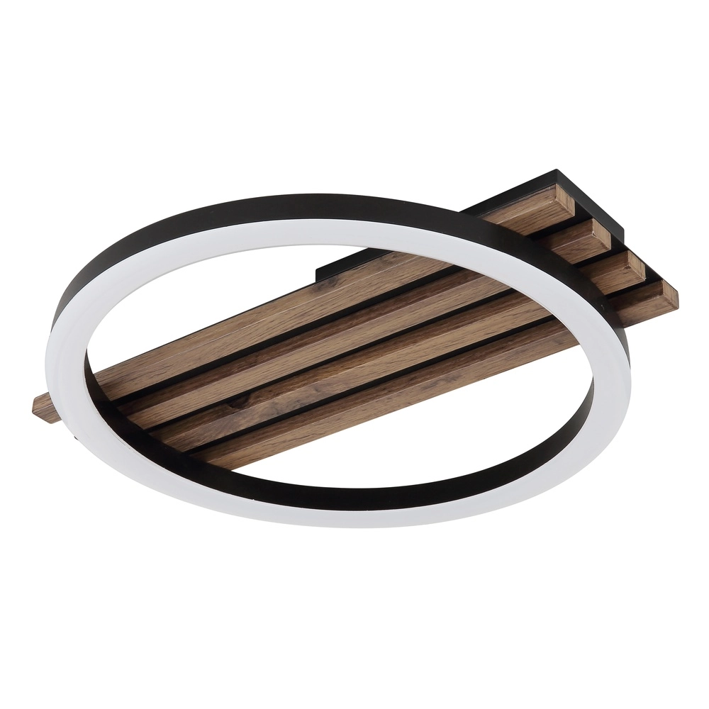 Deckenlampe Tisha Einzelne schwarz mit Holz Globo 9007371522576