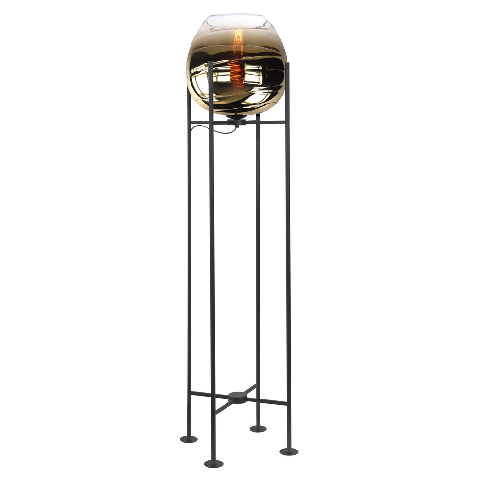 Stehlampe Fantasy schwarz mit braunem Glas 140cm