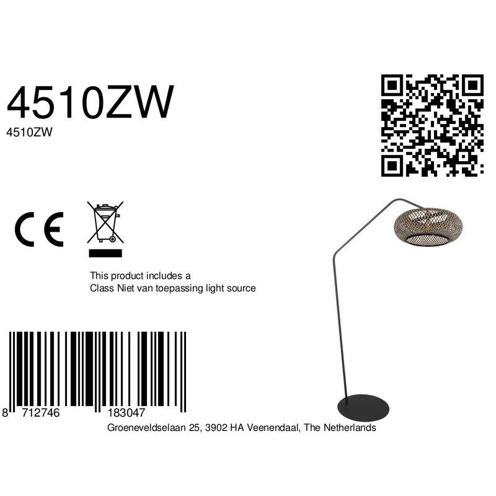 Bogenlampe ZigZag mit schwarzer und Rattankapuze Steinhauer 8712746183047