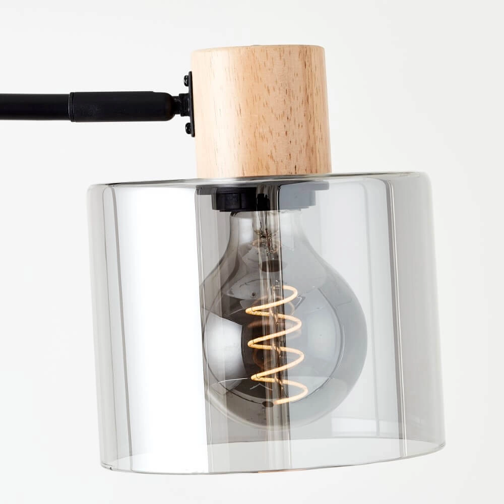 Stehlampe Weald schwarz mit Holz Brilliant 4004353419270