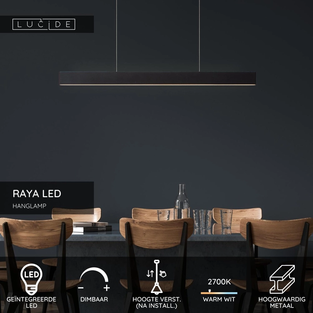 Moderne Pendellampe Raya Led Schwarz Lucide 5411212452269