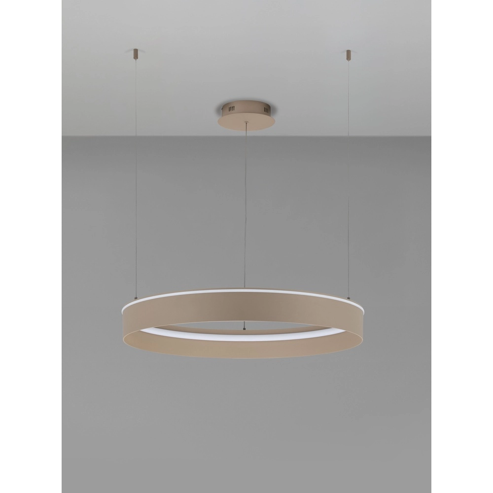 Moderne Pendellampe Olivia sandbraun Ø 78 cm Lyora 5212017494191