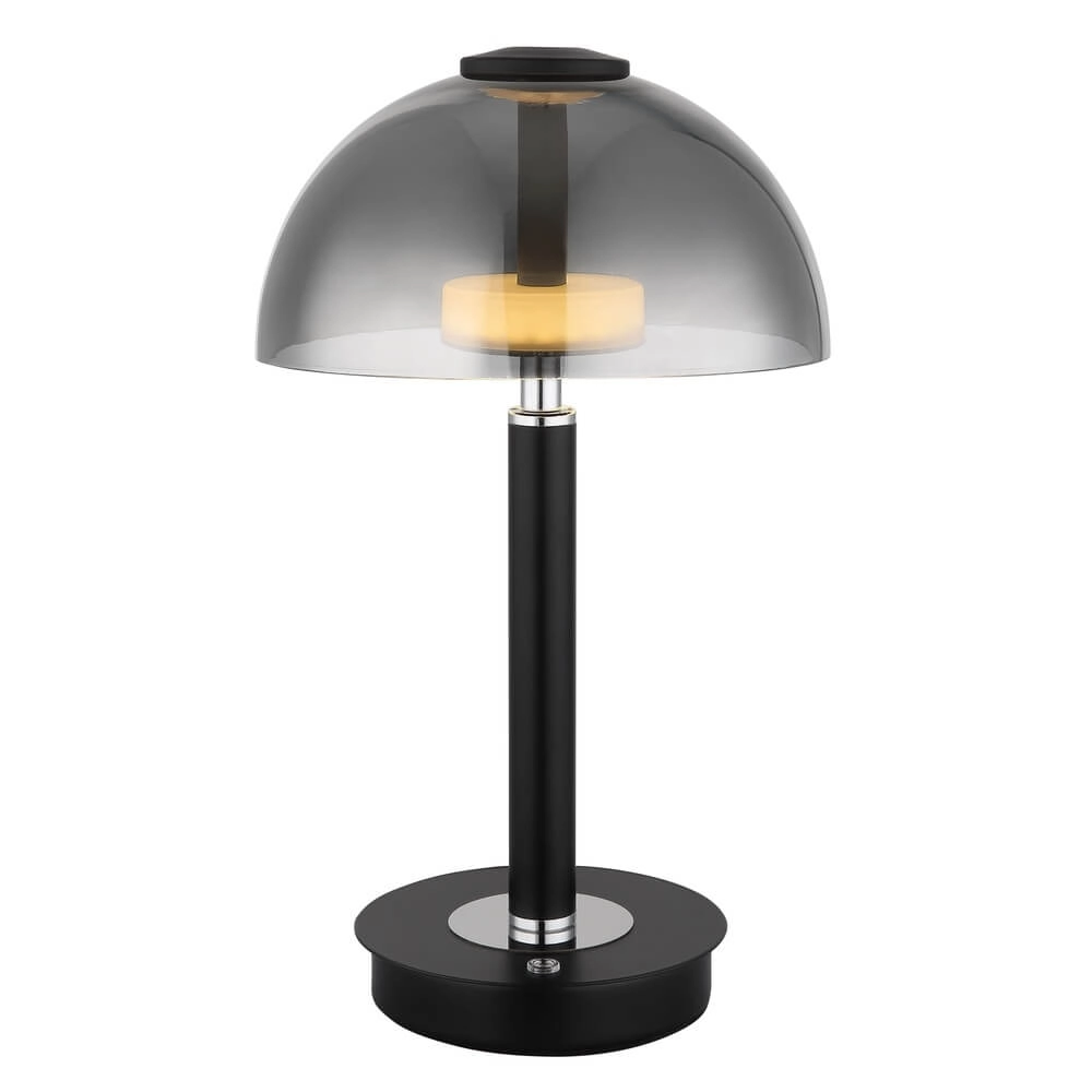 Tischlampe Uldin schwarz mit Rauchglas Globo 9007371468720