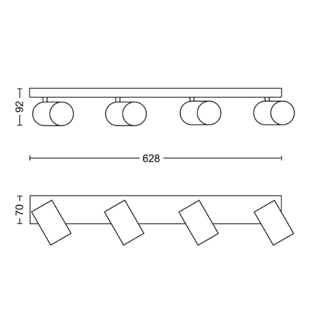 Weißer Deckenstrahler Kosipo 4-Licht Philips 8719514435278