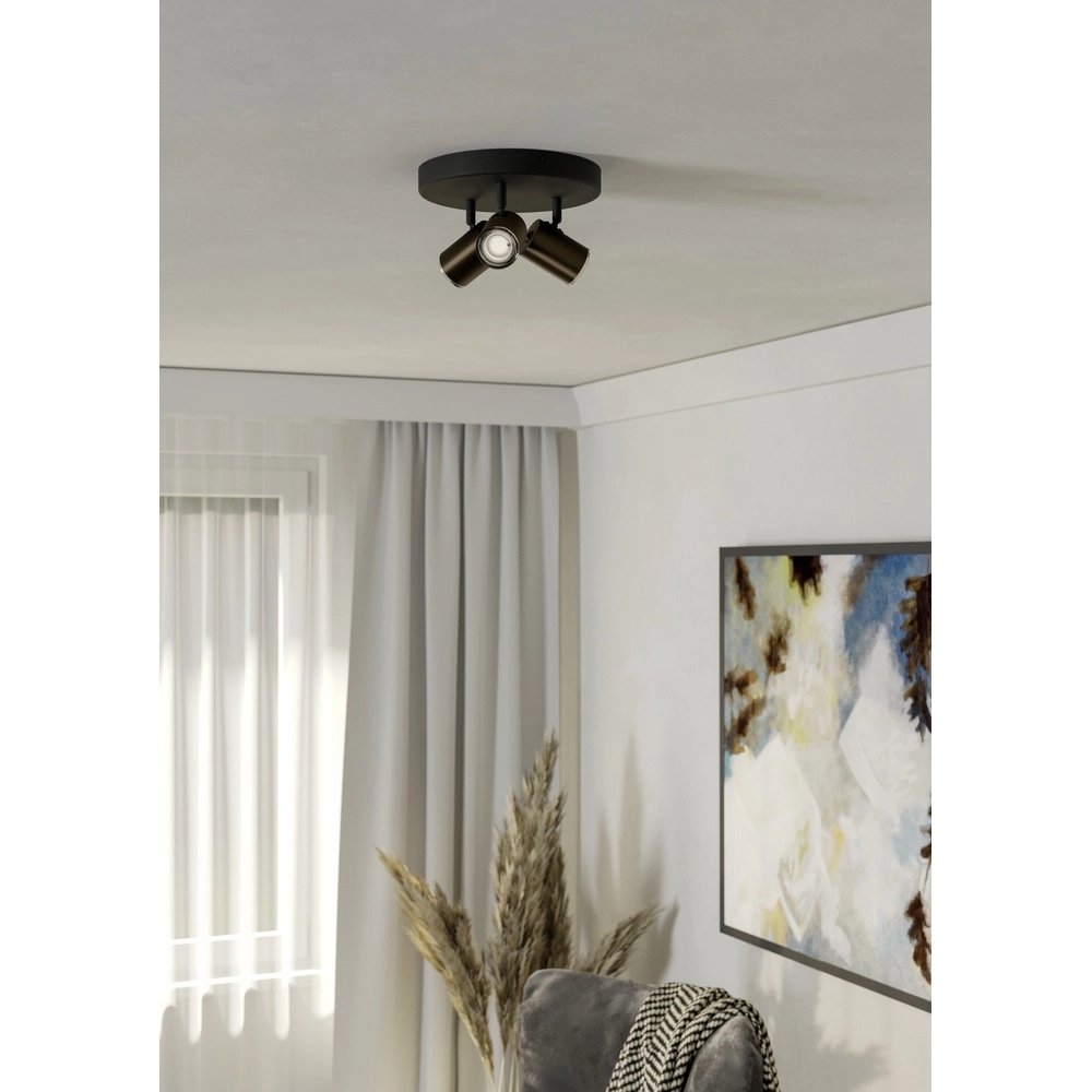 Oberflächenmontiertes Spotlight-Badezimmer Consuma 1 3x GU10 – schwarz mit Bronze Eglo 9008606365104