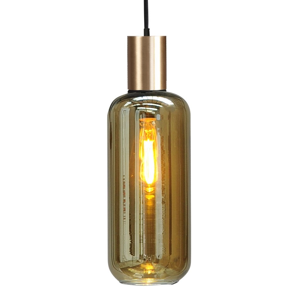 Schwarze Hängelampe Bounty Gold mit Zylinderglas Masterlight 8718121248424