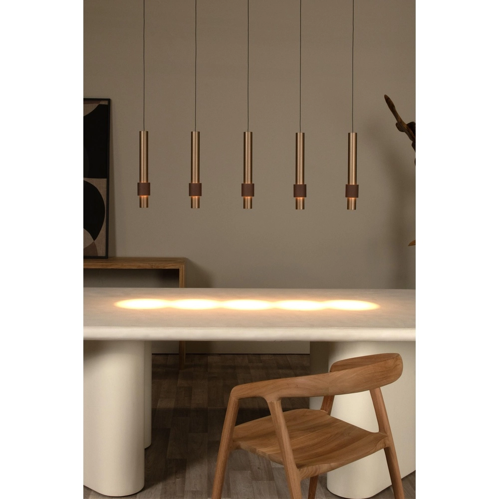 Elegante Pendellampe Margary 5-helles Kaffeebraun Lucide 5411212241900