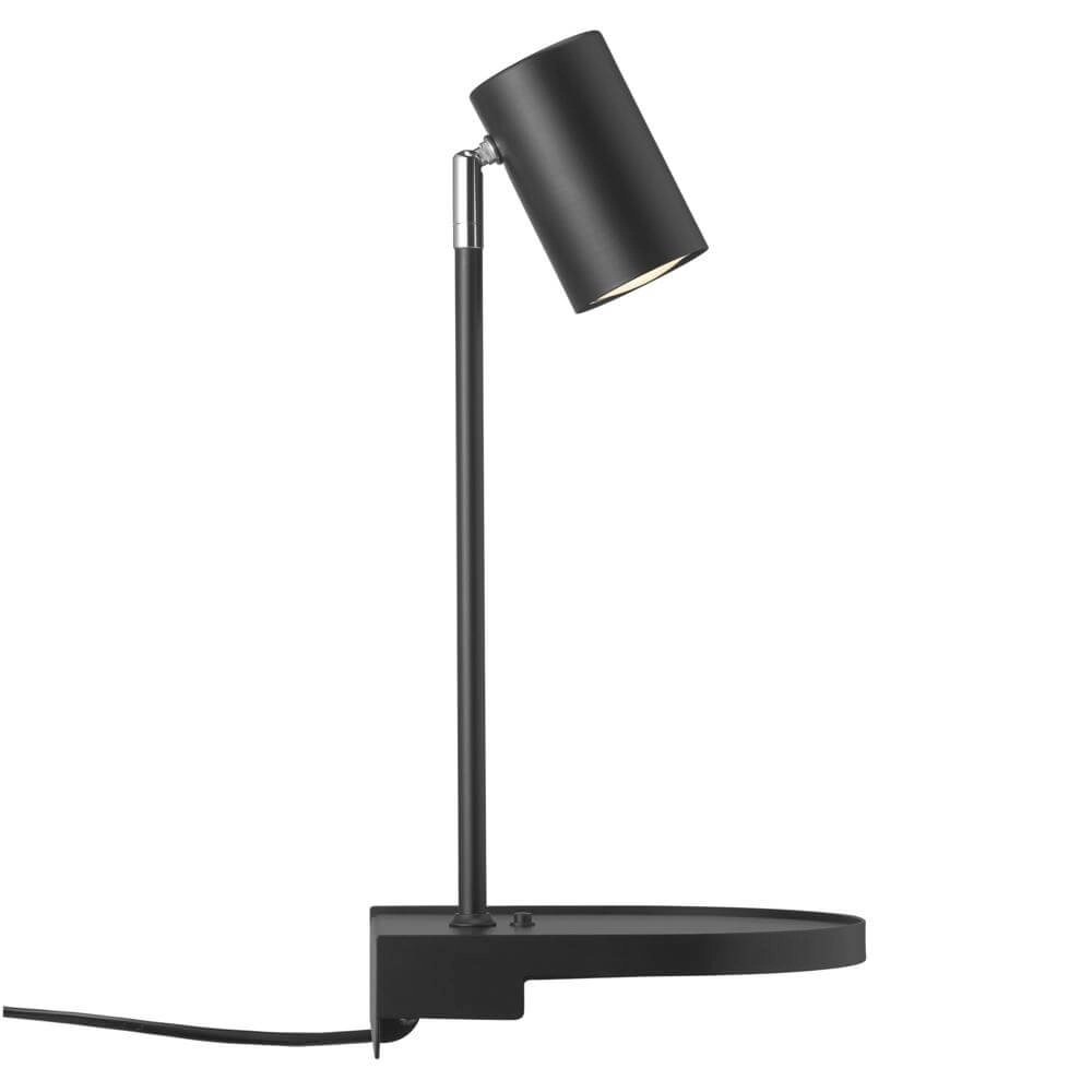 Schwarze Wandleuchte Cody mit USB-Anschluss