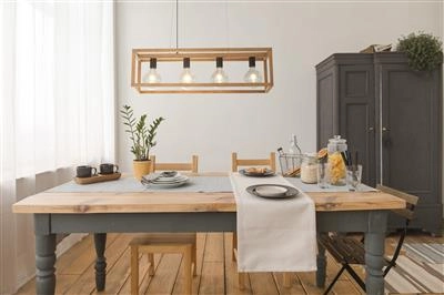 Hängelampe Esszimmer Square Holz Searchlight 5053423189376