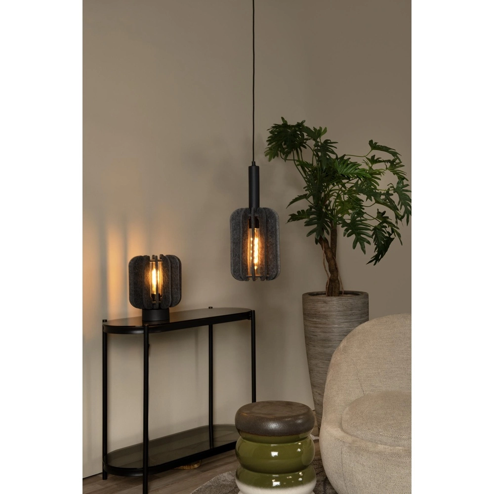 Elegante Tischlampe Rafal Schwarz mit Grau Lucide 5411212452795