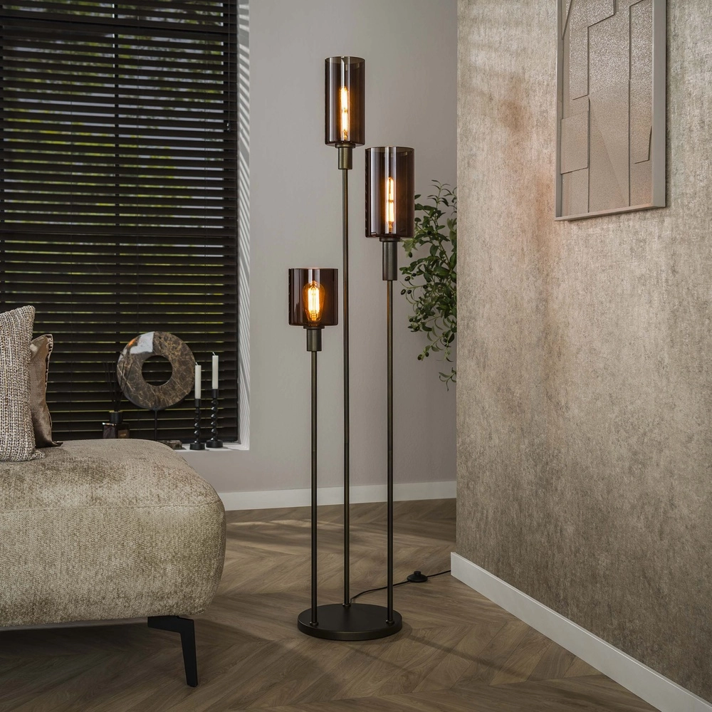 Stehlampe Sepiora Sienabraun – dunkles Glas Lyora 8716803513440