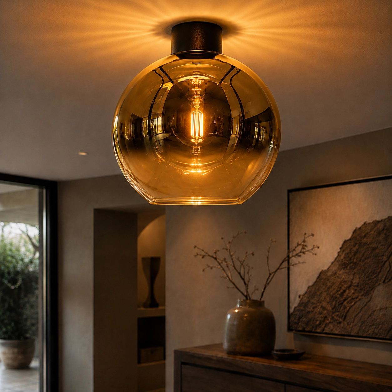 Ø 40cm Deckenleuchte Rosario gold -glas