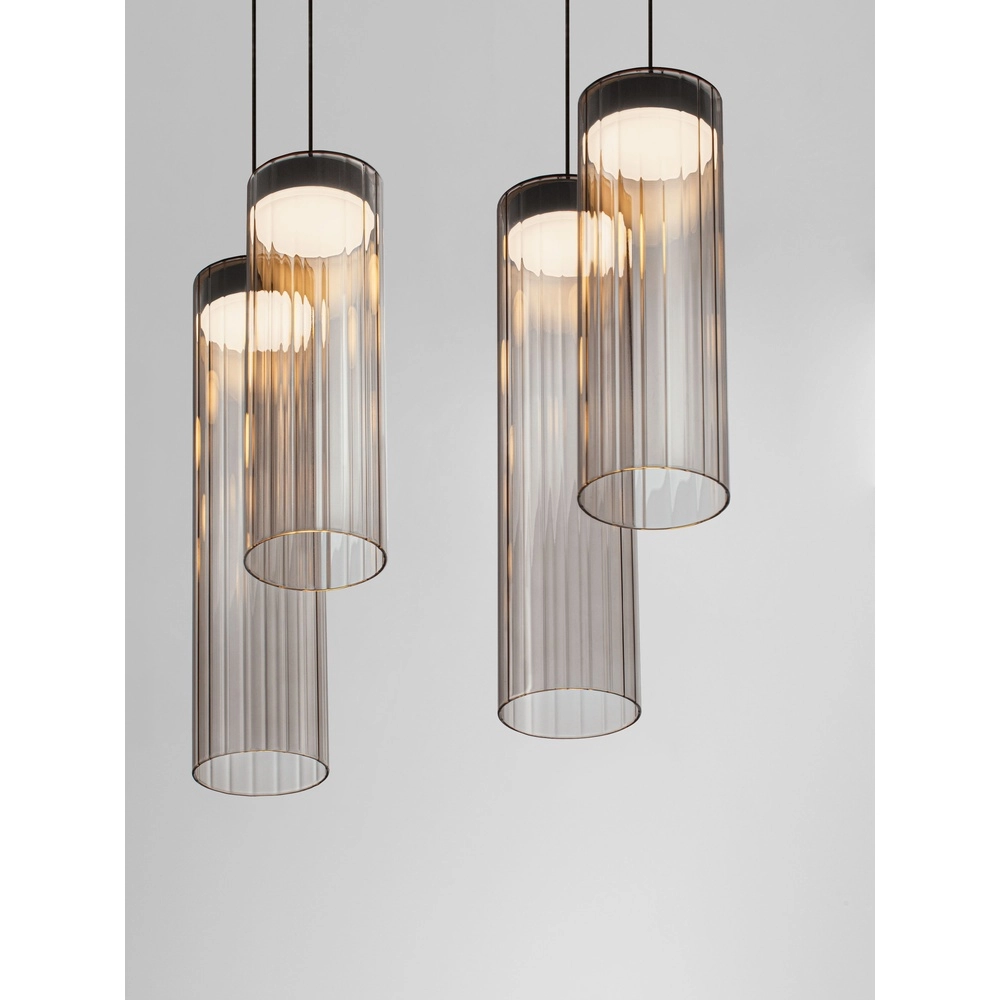 Design-Pendellampe Brielle Anthrazit mit 8-Lampen aus Mokka-Glas Lyora 5212017495433