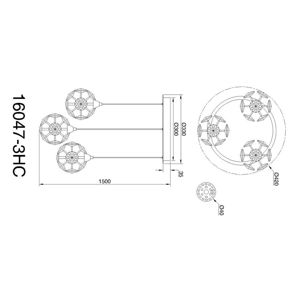 3-Licht Pendellampe Virina Chrom Globo 9007371478255