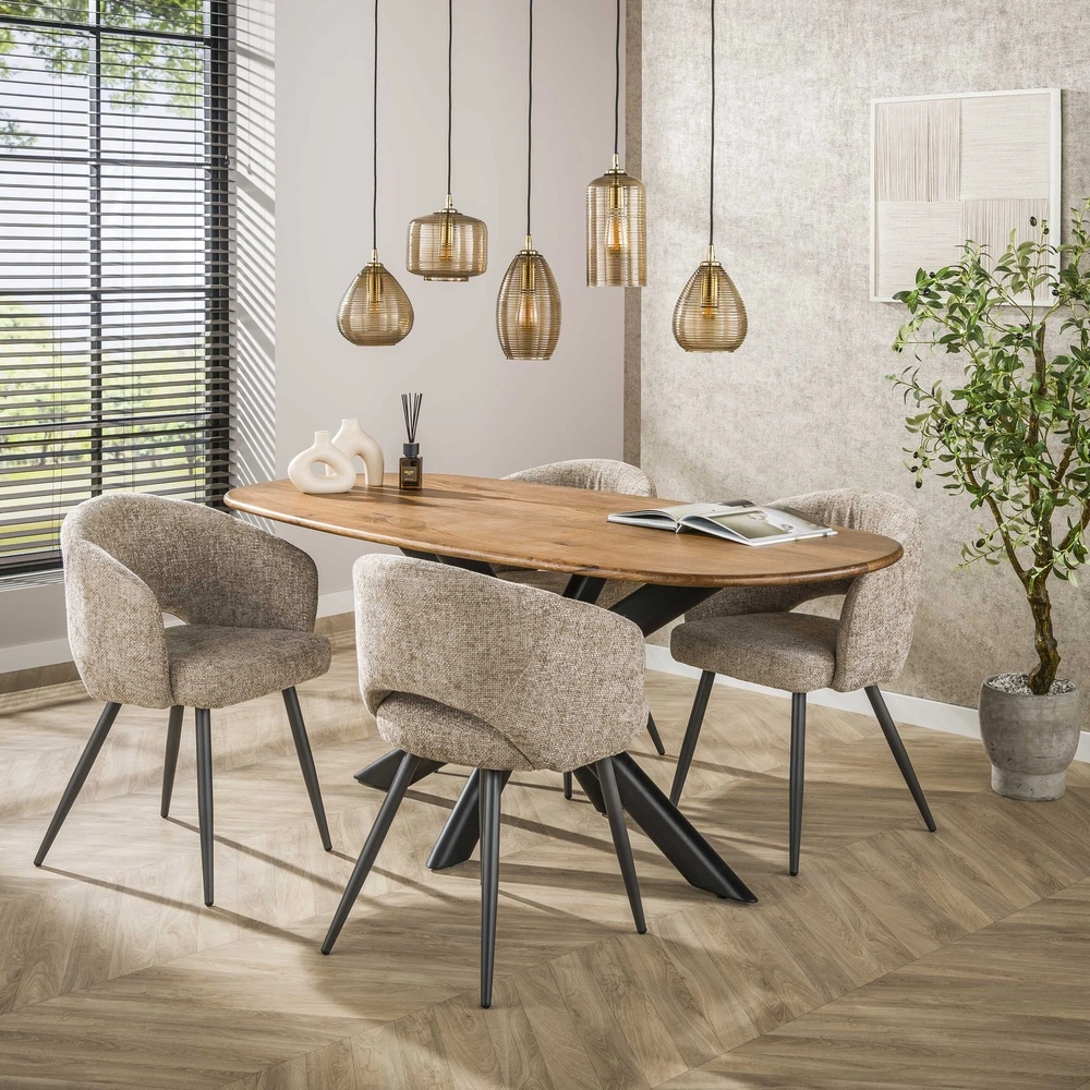 Essaal-Pendellampe Stripe 5-Licht – geripptes Glas Lyora 8716803511118