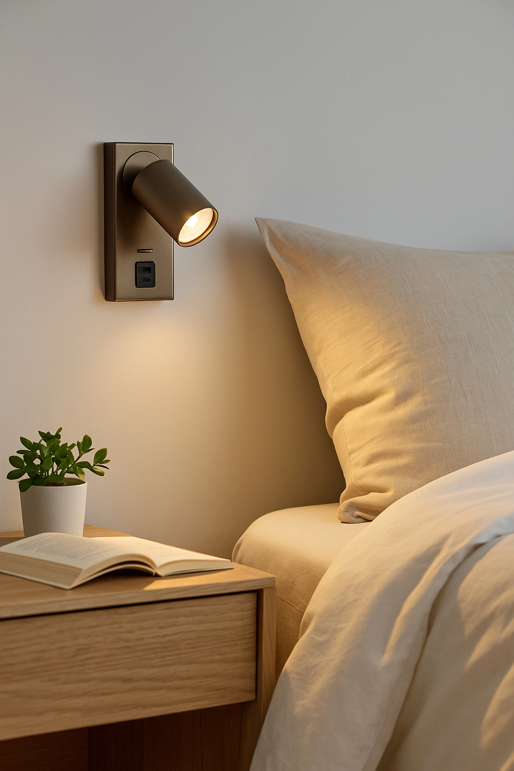Nachttischlampe Moon 1 Bronze mit USB Lyora 5053423311760