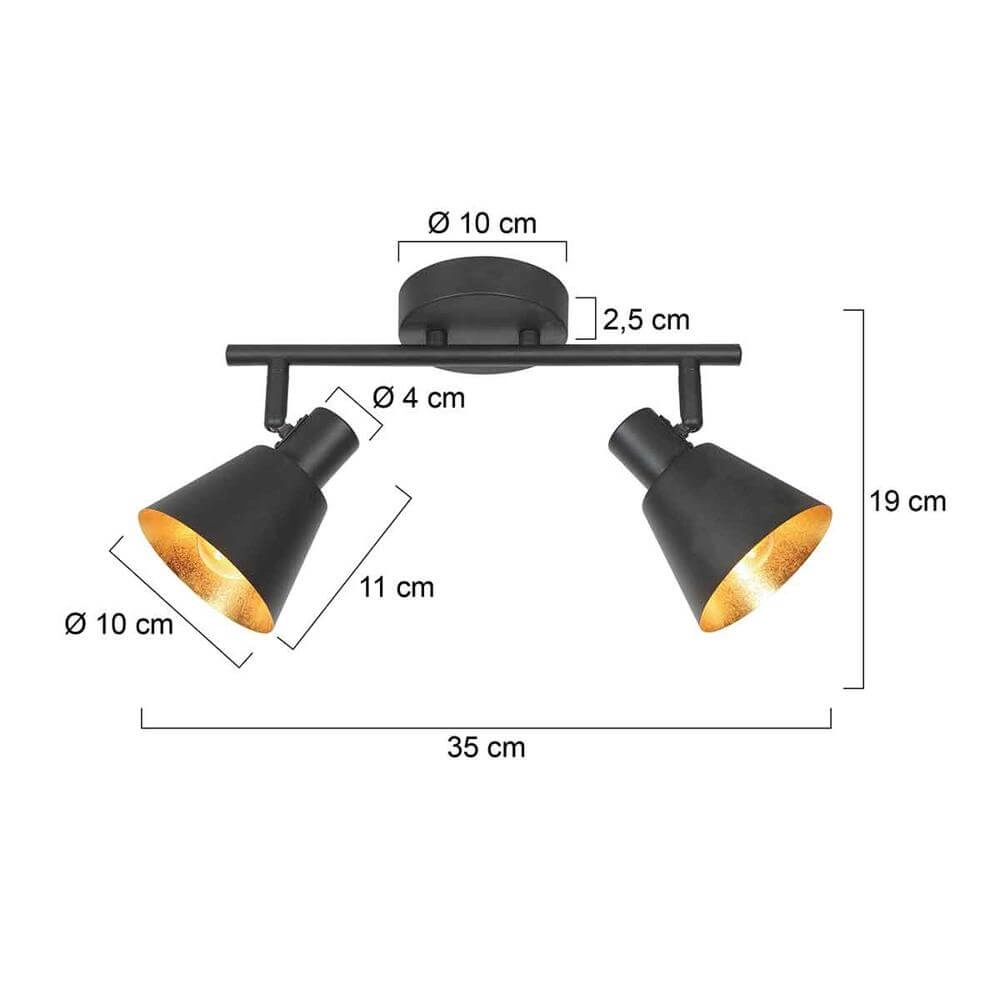 Deckenlampe Oeroe schwarz mit gold 2-flammig Steinhauer 8712746176339