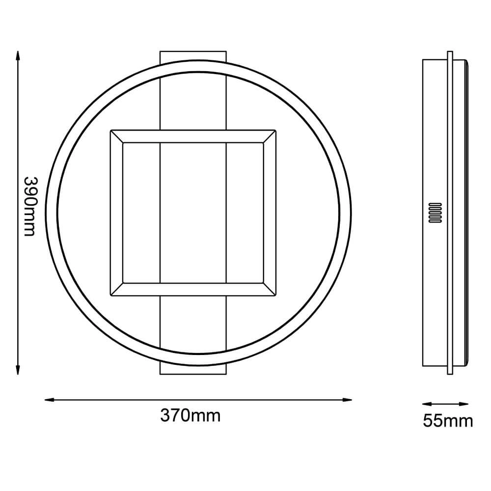 Deckenleuchte Maureen Ø 37cm mit schwarzem Quadrat mit Holz Brilliant 4004353420092
