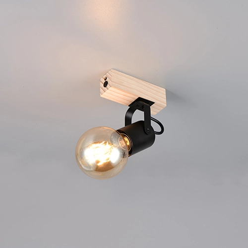 Deckenlampe Lynar Schwarz mit Holz